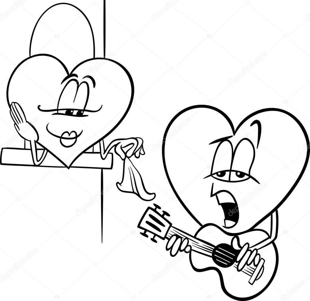 heart love song cartoon coloring page
