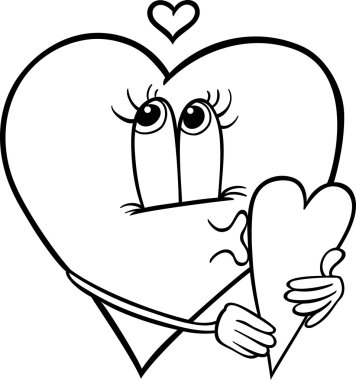 kalp ile Sevgililer günü kartı boyama sayfası