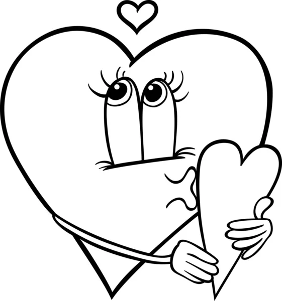 Corazón con tarjeta de San Valentín para colorear página — Archivo Imágenes Vectoriales