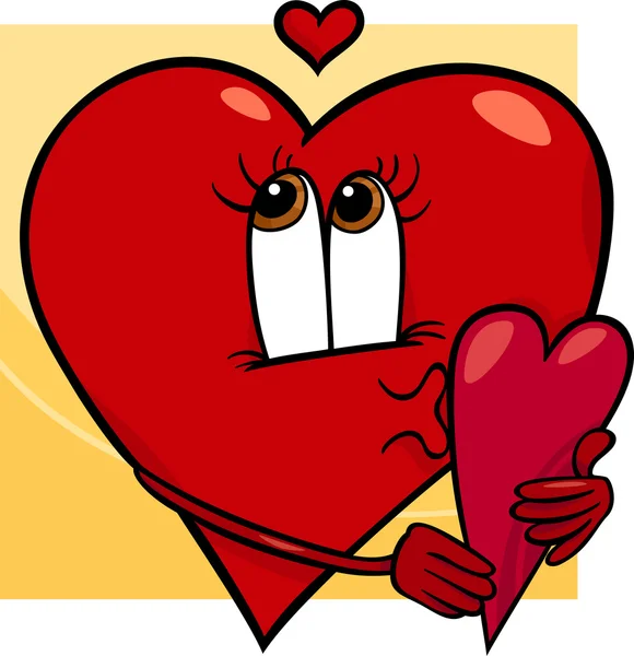 Herz mit Valentinskarte Karikatur — Stockvektor