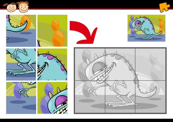 卡通怪物拼图益智游戏 — 图库矢量图片
