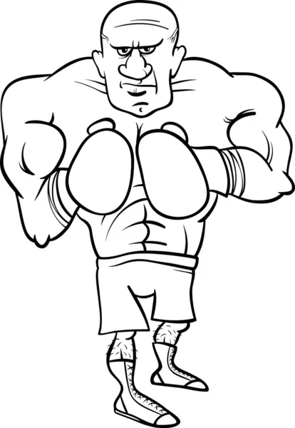 Bokser sportman cartoon kleurplaat — Stockvector