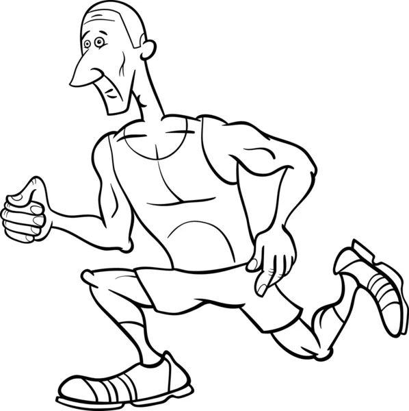 Runner sportman cartoon kleurplaat — Stockvector