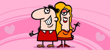 Çift aşk Sevgililer kartı karikatür