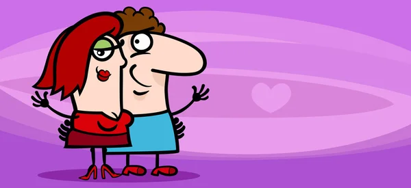 Pareja enamorada tarjeta de San Valentín de dibujos animados — Vector de stock