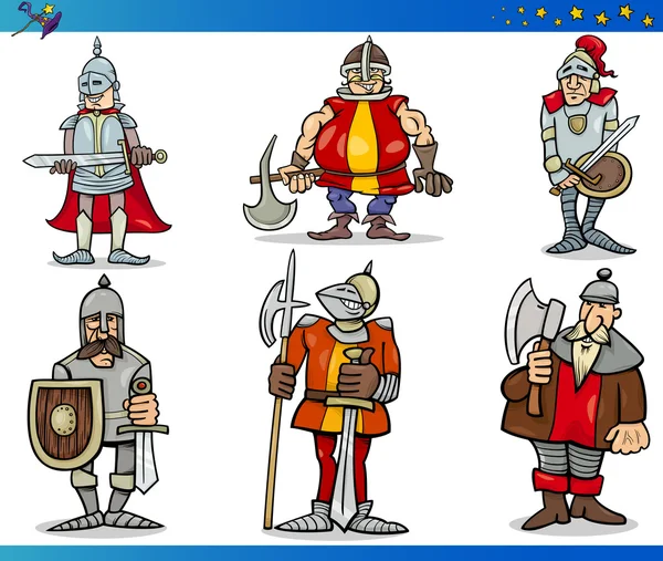 Dibujos animados Fantasía Caballeros Personajes Set — Archivo Imágenes Vectoriales