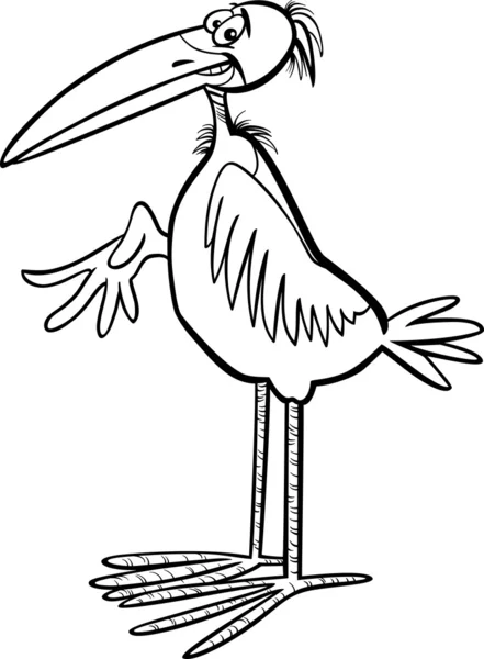 Coloriage de dessin animé marabou oiseau — Image vectorielle