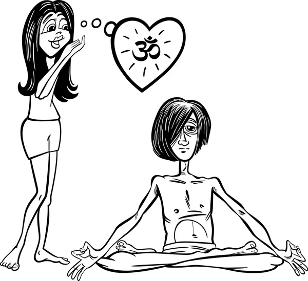 与瑜伽娴熟的恋爱中的女孩 — 图库矢量图片