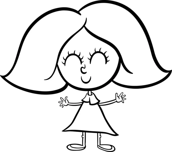 Linda chica de dibujos animados para colorear página — Vector de stock