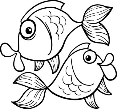 burç balık ya da balık boyama sayfası