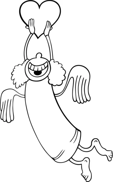 Ángel o cupido con corazón de dibujos animados — Archivo Imágenes Vectoriales