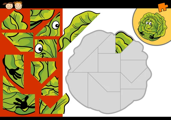 Karikatür lahana jigsaw puzzle oyunu — Stok Vektör