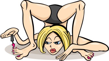 kadın yoga pozisyon mizah karikatür