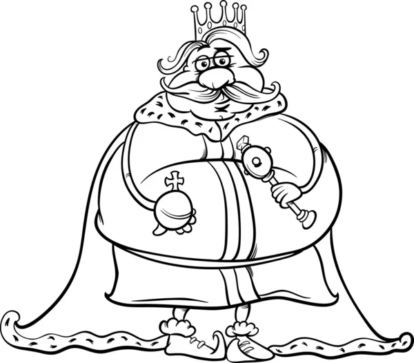 Fat king cartoon coloring page — Stock Vector