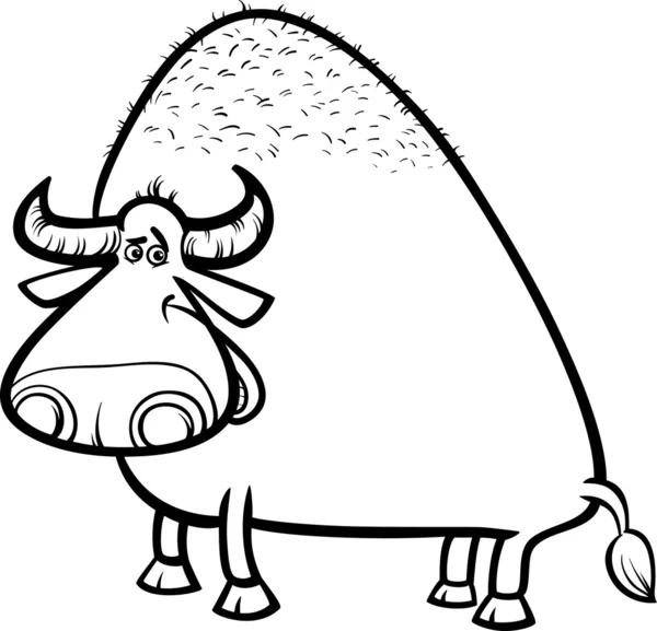 Bull or buffalo cartoon coloring page — Stock Vector