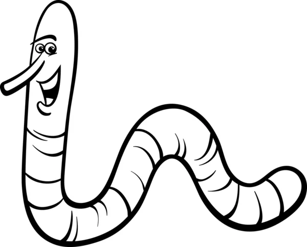 Earthworm cartoon coloring page — Stock Vector