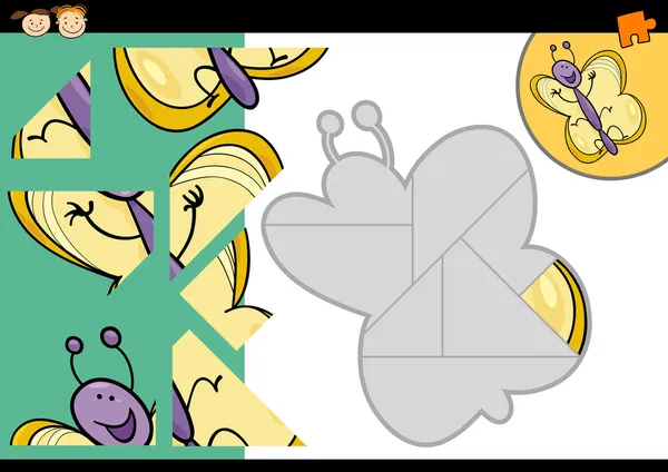 Kreslený motýl puzzle hra — Stockový vektor