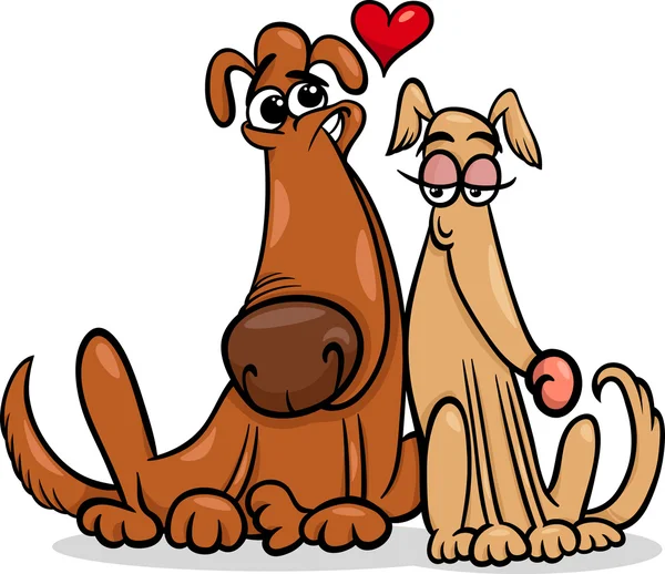 Cães apaixonados desenho animado ilustração —  Vetores de Stock