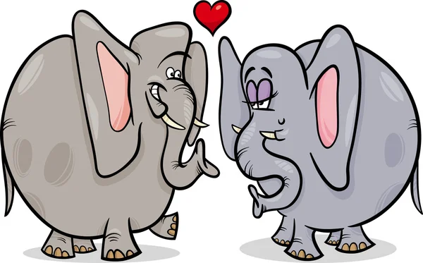 Elephants in love cartoon illustration — Stock Vector