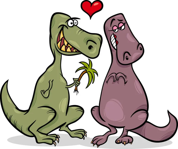 Dinos in liebe Cartoon-Illustration — Stockvektor