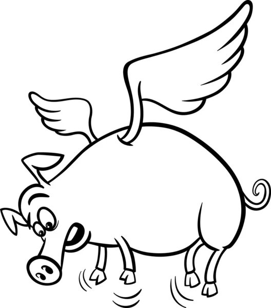 When pigs fly coloring page — Stock Vector