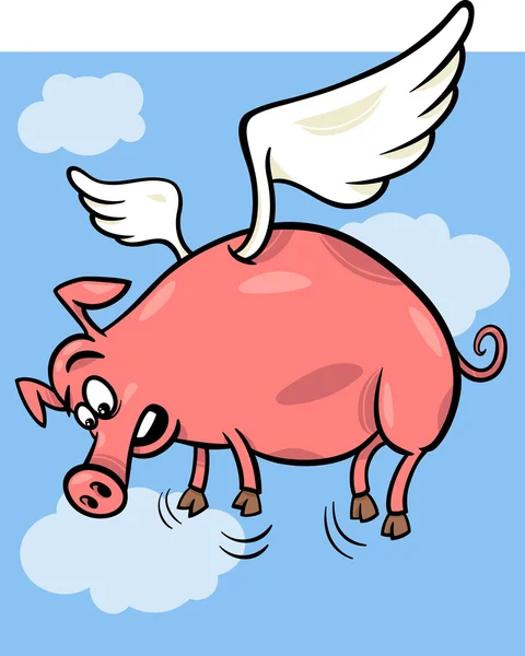Kiedy świnie latają ilustracja kreskówka — Wektor stockowy