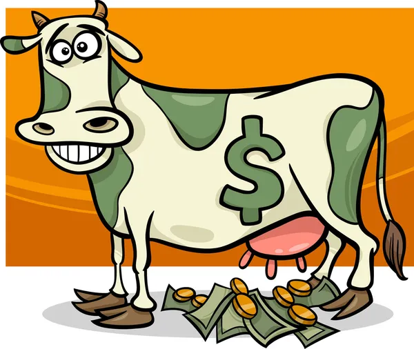 Cash cow saying cartoon illustration — Stock Vector