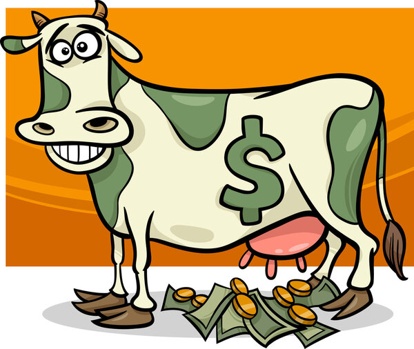 cash cow saying cartoon illustration