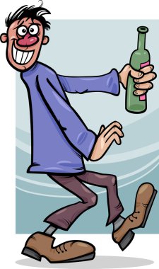 sarhoş adam şişe karikatür çizim ile