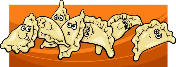 Pierogi oder Knödel Cartoon Illustration — Stockvektor