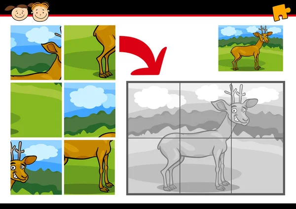 卡通鹿拼图益智游戏 — 图库矢量图片