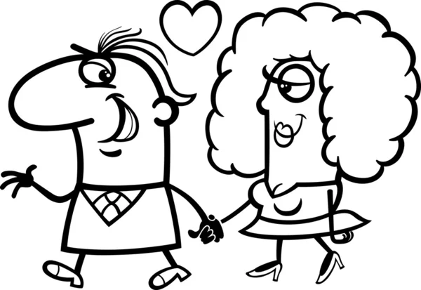 Casal no amor desenhos animados página para colorir —  Vetores de Stock