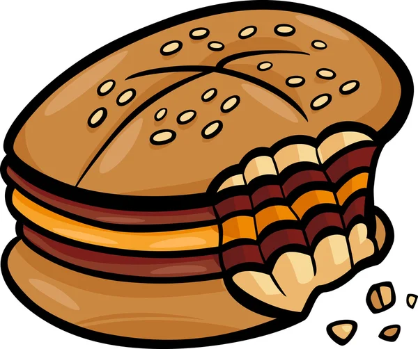 Picado hamburguesa de queso clip de dibujos animados arte — Vector de stock
