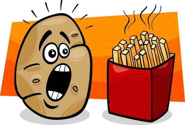 Patata con patatine fritte cartone animato — Vettoriale Stock