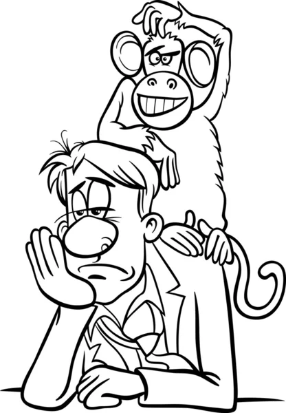 Monyet di kartun belakang Anda - Stok Vektor