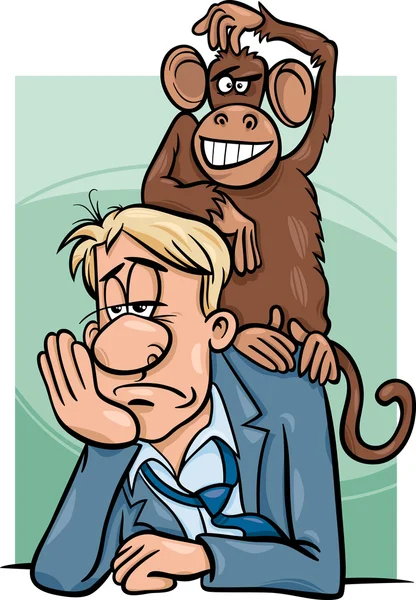 Monkey on your back cartoon — Stock Vector