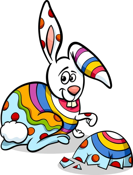 Colorful easter bunny cartoon illustration — Stock Vector