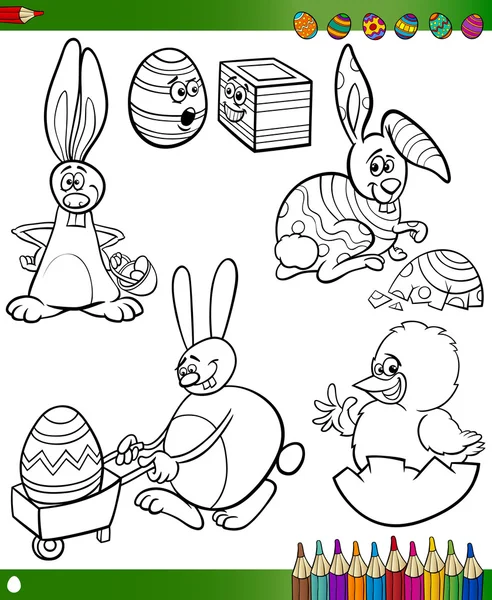 Easter cartoons for coloring book — Stock Vector