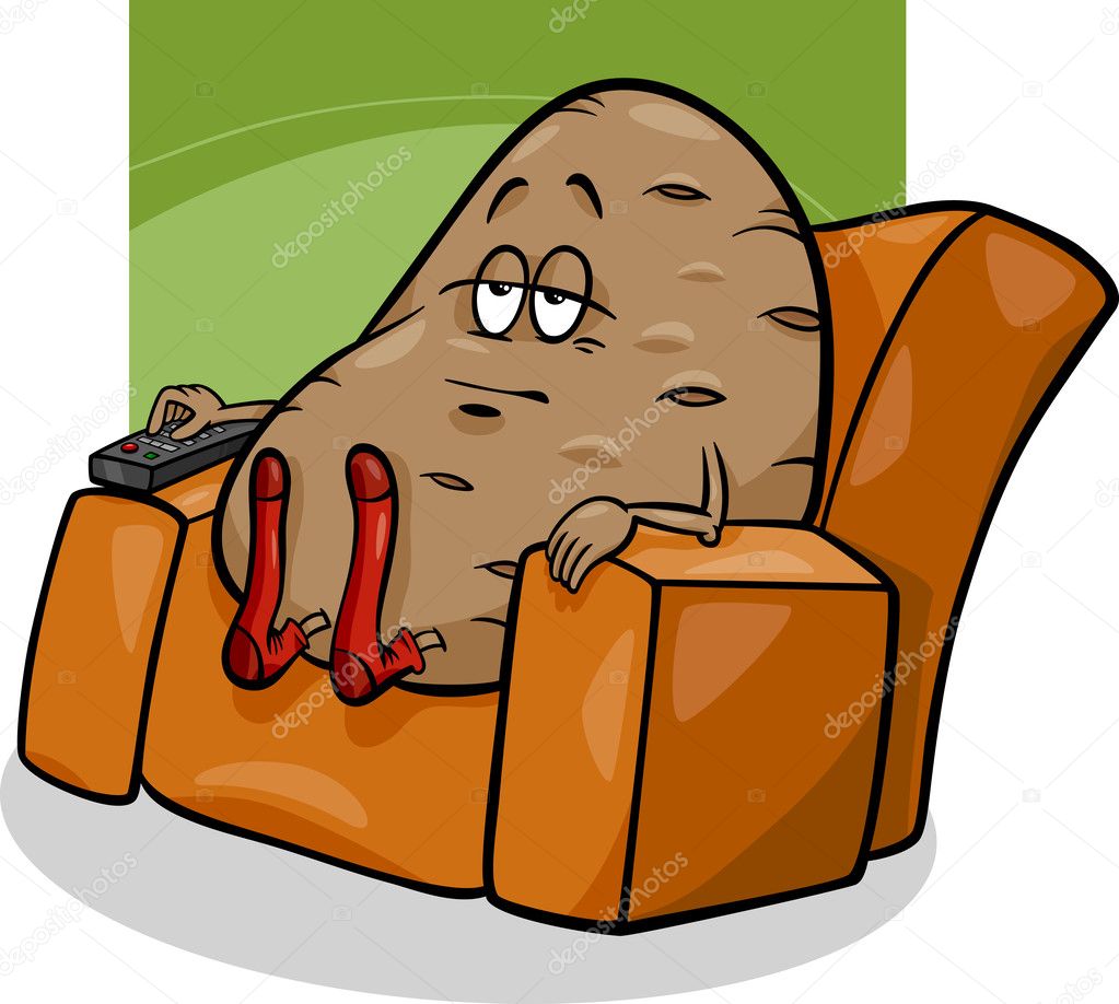 Couch Potato Spruch Karikatur - Vektorgrafik: lizenzfreie Grafiken