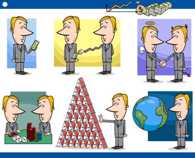 İşadamları karikatür karakter kümesi