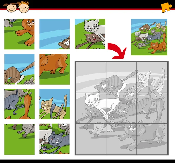 Cartoon Katzen Puzzle Spiel — Stockvektor