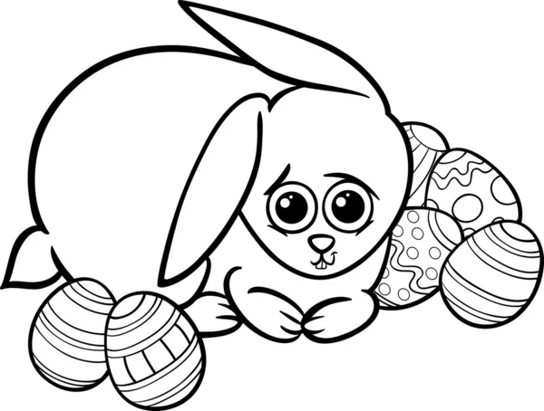Easter bunny cartoon for coloring book — Stock Vector