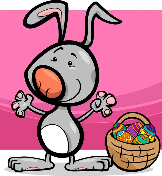 Cute easter bunny cartoon illustration — Stock Vector