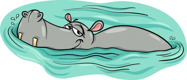 Ippopotamo o ippopotamo nel cartone animato fluviale — Vettoriale Stock