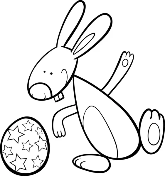 Divertido conejito de Pascua para colorear página — Vector de stock