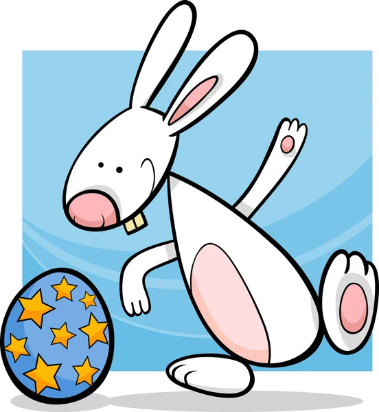 Divertente coniglietto pasquale cartone animato illustrazione — Vettoriale Stock