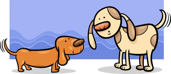 Kutyák csóválás fejé farok rajzfilm — Stock Vector