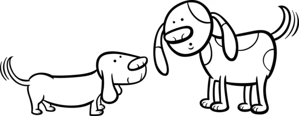 Sayfa boyama kuyruklarını sallayarak köpekler — Stok Vektör