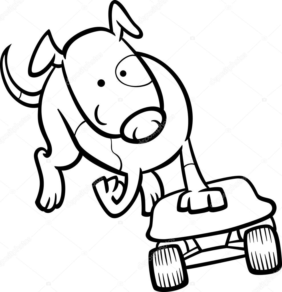 Dog On Skateboard Coloring Page Vector Image By C Izakowski Vector Stock 39630363