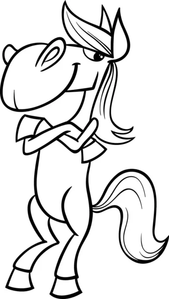 Funny horse cartoon coloring page — Stock Vector